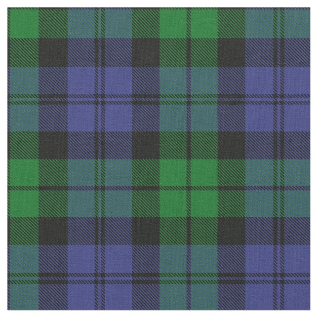 Black Watch Military Tartan Print Fabric (Close Up)