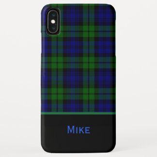Black Watch Plaid Monogrammed iPhone XS Max Case