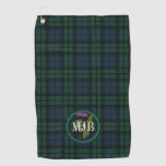Black Watch Plaid Tartan Scottish Thistle Monogram Golf Towel at Zazzle