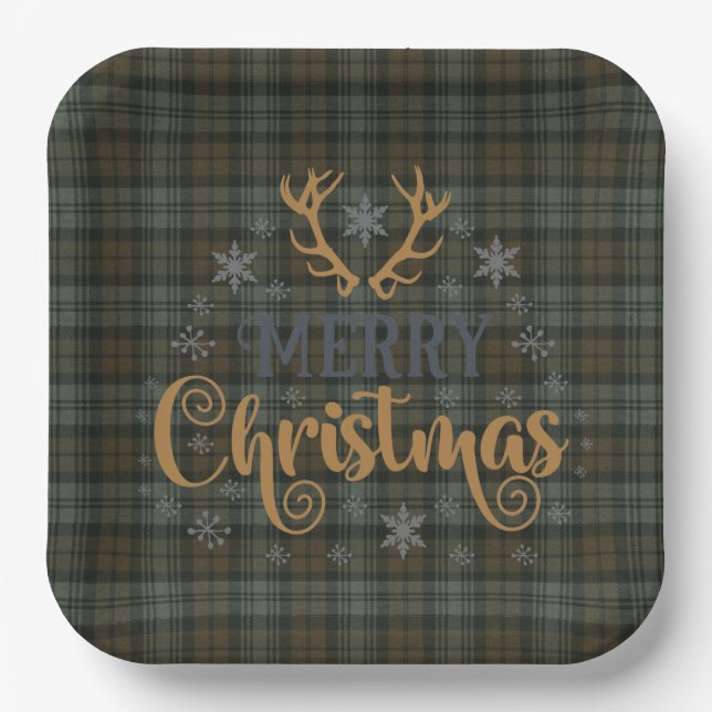  Black Watch Scottish Clan Tartan Christmas Paper Plates (Front)