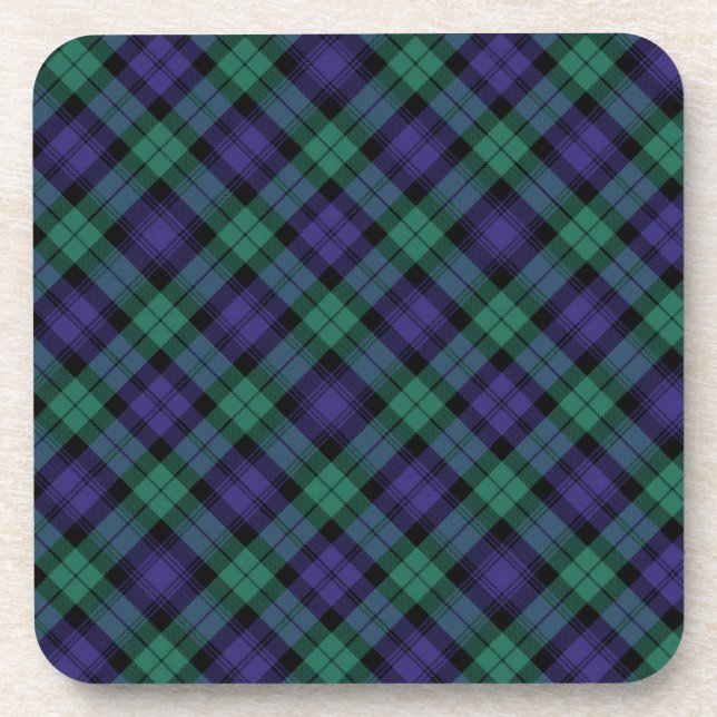 Black Watch Scottish Tartan Beverage Coaster (Front)
