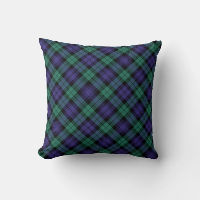 Black Watch Scottish Tartan Throw Pillow (Front)