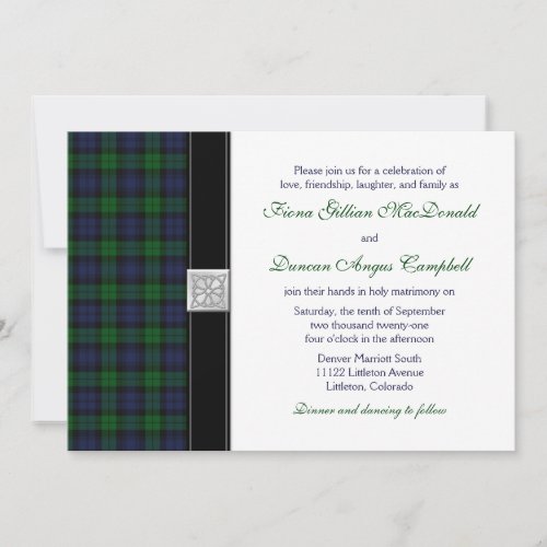 Black Watch Scottish Tartan Wedding Invitation