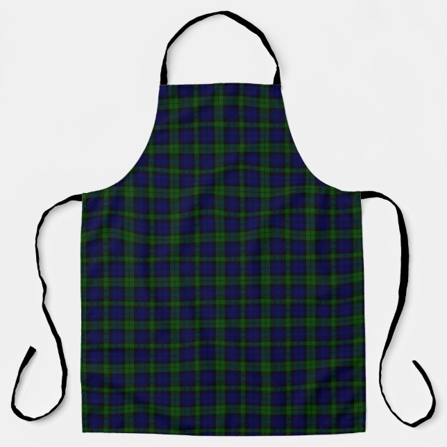 Black Watch Tartan Blue Green Plaid Apron (Front)