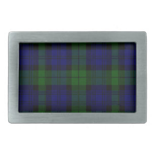 Black Watch Tartan Blue Green Plaid Belt Buckle