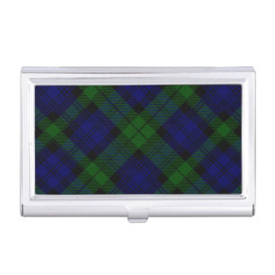 Black Watch Tartan Blue Green Plaid Business Card Case