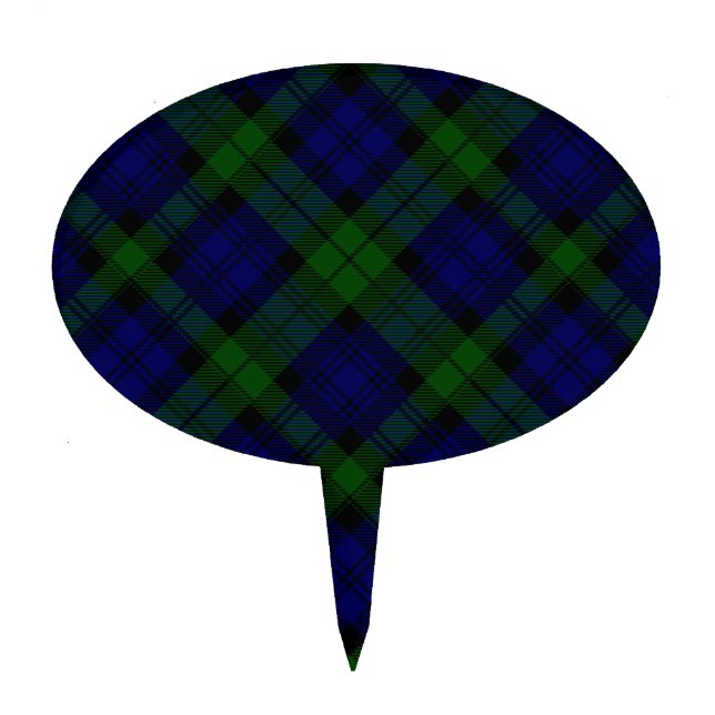 Black Watch Tartan Blue Green Plaid Cake Topper (Front)