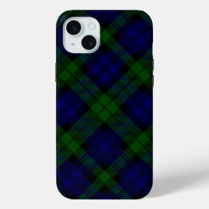 Black Watch Tartan Blue Green Plaid iPhone 15 Plus Case