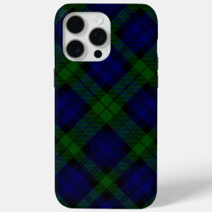 Black Watch Tartan Blue Green Plaid iPhone 15 Pro Max Case