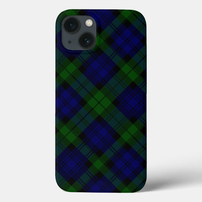 Black Watch Tartan Blue Green Plaid Case-Mate iPhone Case (Back)