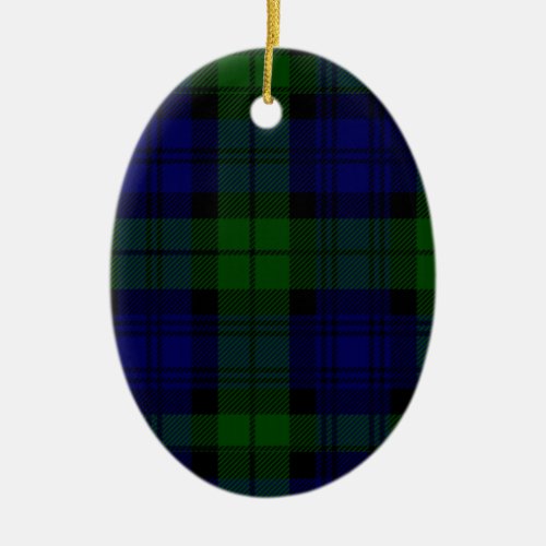 Black Watch Tartan Blue Green Plaid Ceramic Ornament