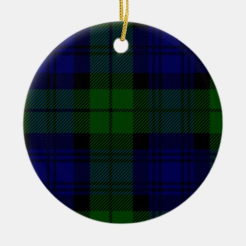 Black Watch Tartan Blue Green Plaid Ceramic Ornament