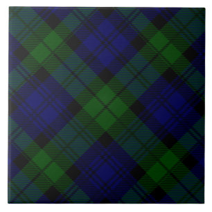 Black Watch Tartan Blue Green Plaid Ceramic Tile