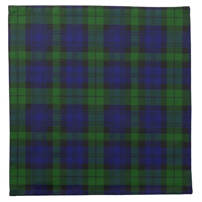 Black Watch Tartan Blue Green Plaid Cloth Napkin (Front)