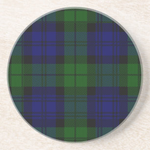 Black Watch Tartan Blue Green Plaid Coaster