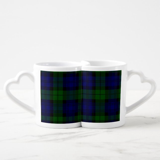 Black Watch Tartan Blue Green Plaid Coffee Mug Set (Front Nesting)