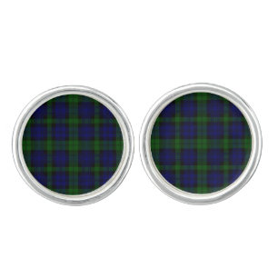 Black Watch Tartan Blue Green Plaid Cufflinks