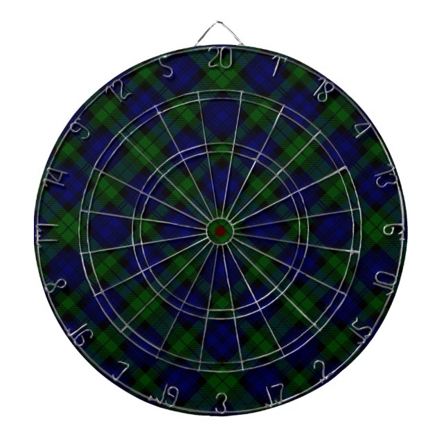 Black Watch Tartan Blue Green Plaid Dart Board (Front)