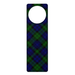 Black Watch Tartan Blue Green Plaid Door Hanger