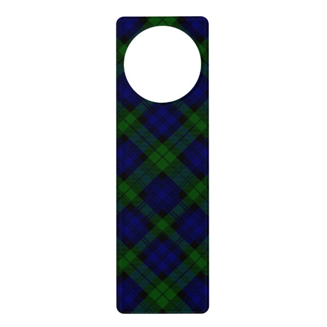 Black Watch Tartan Blue Green Plaid Door Hanger (Front)