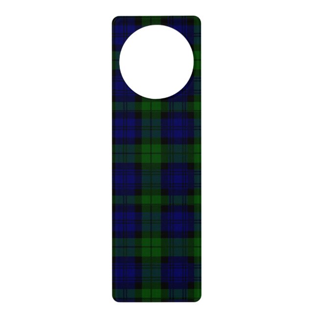 Black Watch Tartan Blue Green Plaid Door Hanger (Front)