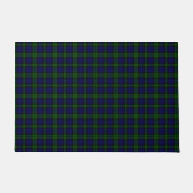 Black Watch Tartan Blue Green Plaid Doormat (Front)
