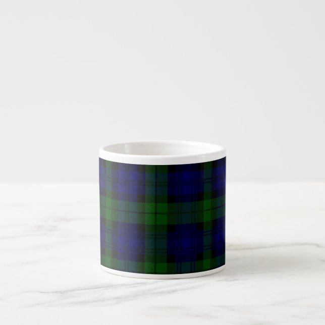 Black Watch Tartan Blue Green Plaid Espresso Cup (Front)