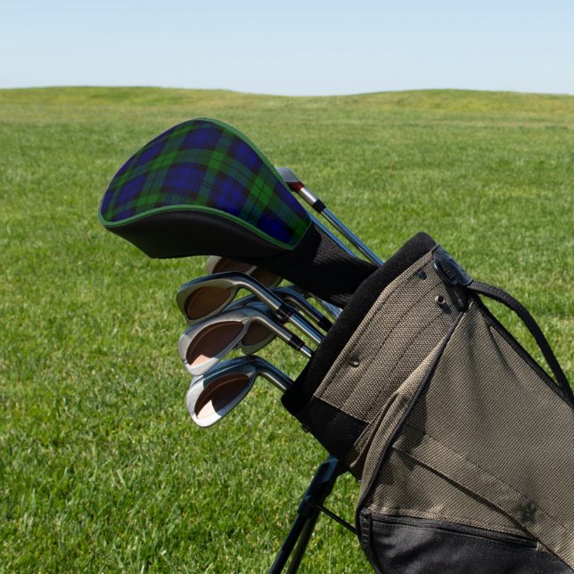 Black Watch Tartan Blue Green Plaid Golf Head Cover (In Situ)