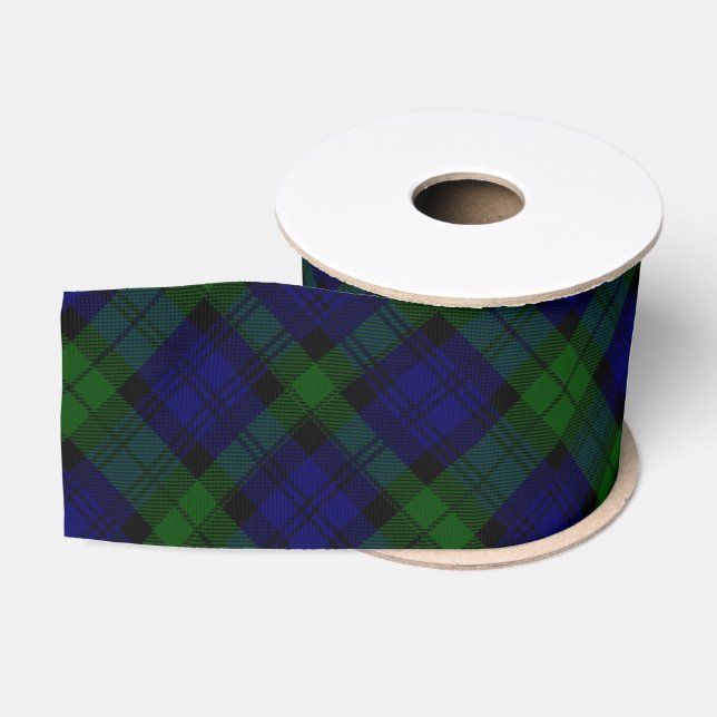 Black Watch Tartan Blue Green Plaid Grosgrain Ribbon (Spool)