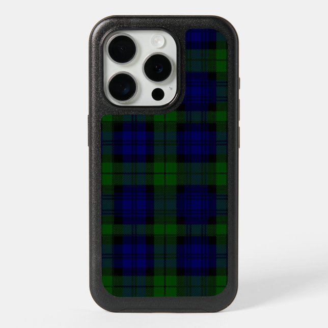 Black Watch Tartan Blue Green Plaid iPhone 15 Pro Case (Back)
