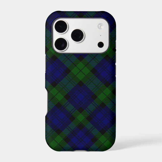 Black Watch Tartan Blue Green Plaid iPhone Case (Back)