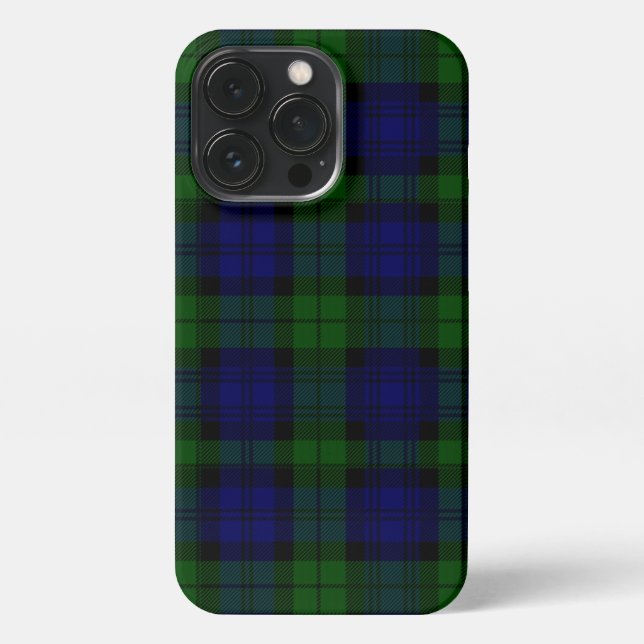 Black Watch Tartan Blue Green Plaid iPhone Case (Back)