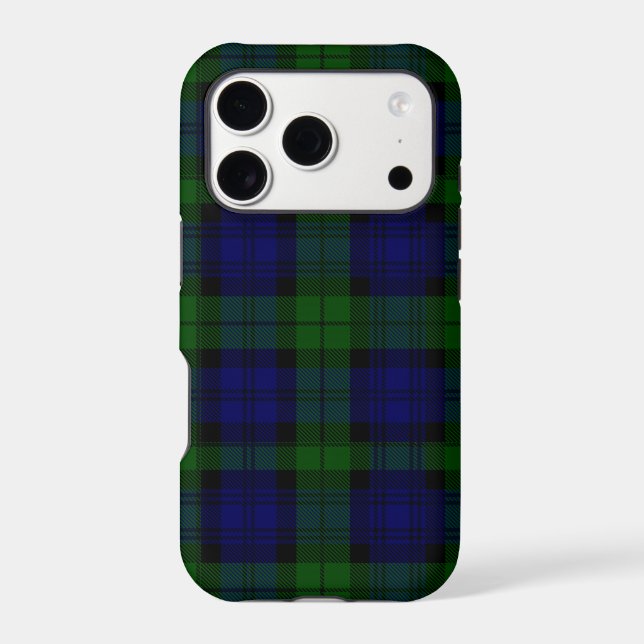 Black Watch Tartan Blue Green Plaid iPhone Case (Back)