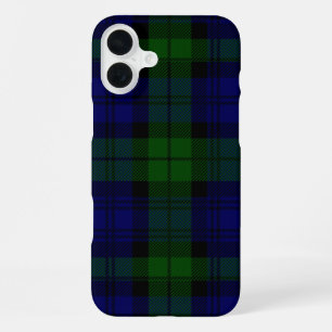 Black Watch Tartan Blue Green Plaid iPhone 16 Plus Case