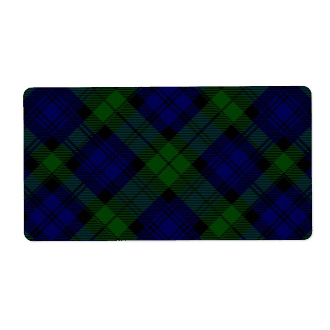 Black Watch Tartan Blue Green Plaid Label (Front)
