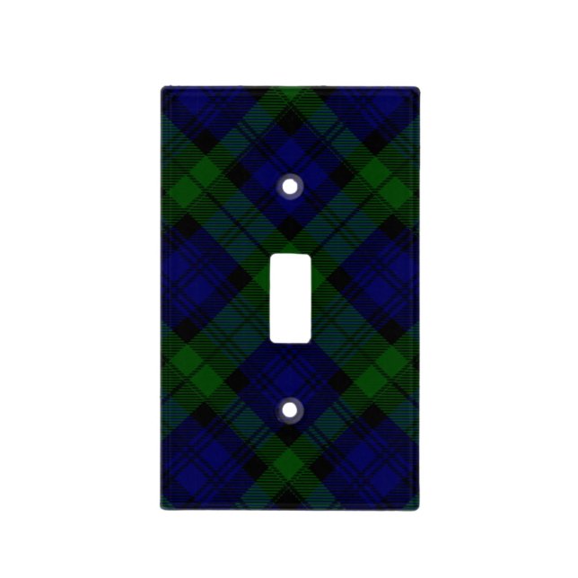 Black Watch Tartan Blue Green Plaid Light Switch Cover (Front)