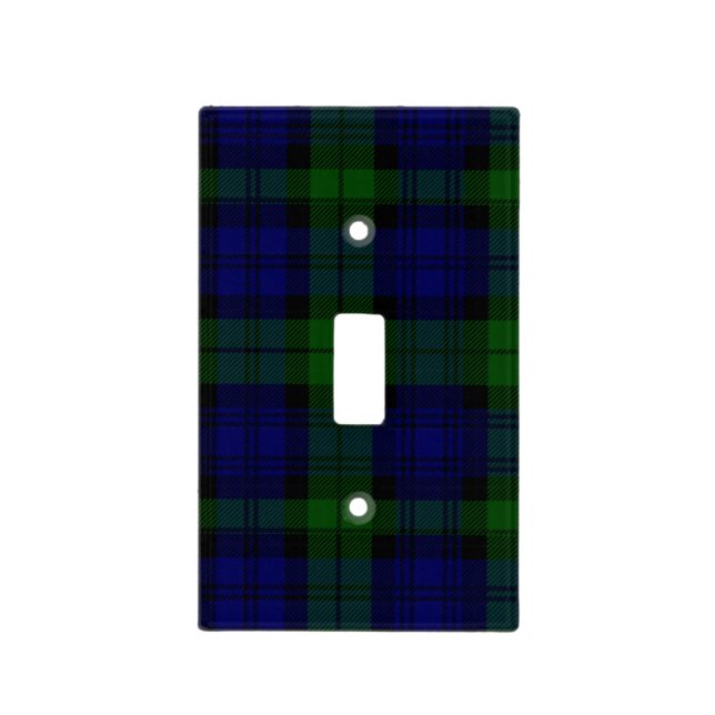 Black Watch Tartan Blue Green Plaid Light Switch Cover (Front)