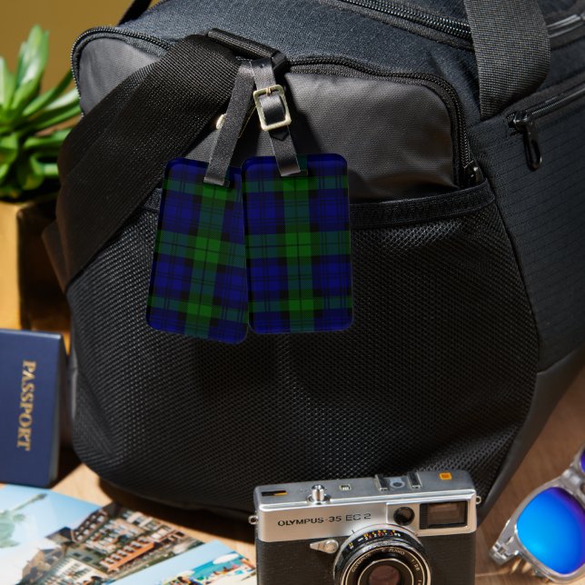 Black Watch Tartan Blue Green Plaid Luggage Tag (Front & Back)