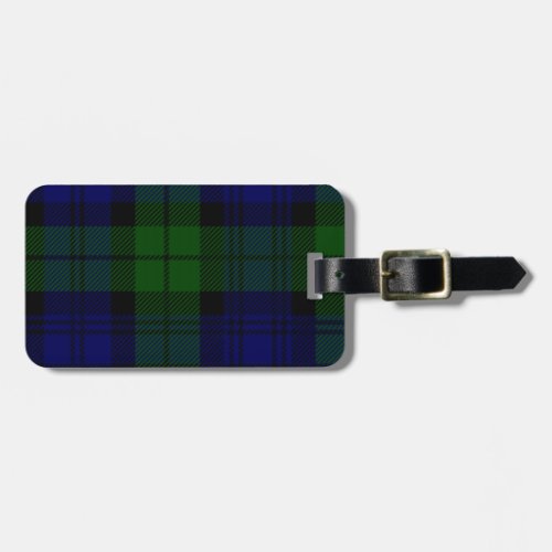 Black Watch Tartan Blue Green Plaid Luggage Tag