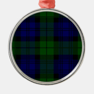 Black Watch Tartan Blue Green Plaid Metal Ornament