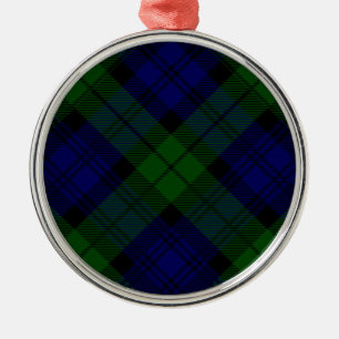 Black Watch Tartan Blue Green Plaid Metal Ornament