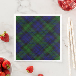 Black Watch Tartan Blue Green Plaid Paper Dinner Napkins