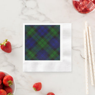 Black Watch Tartan Blue Green Plaid Paper Napkins