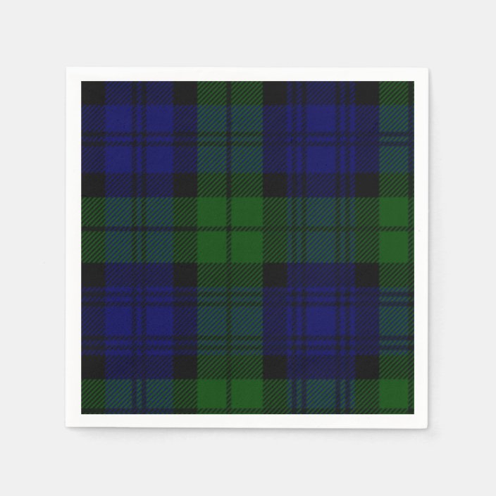 Black Watch Tartan Blue Green Plaid Paper Napkins