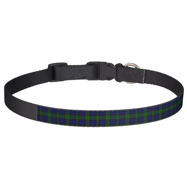 Black Watch Tartan Blue Green Plaid Pet Collar (Front)