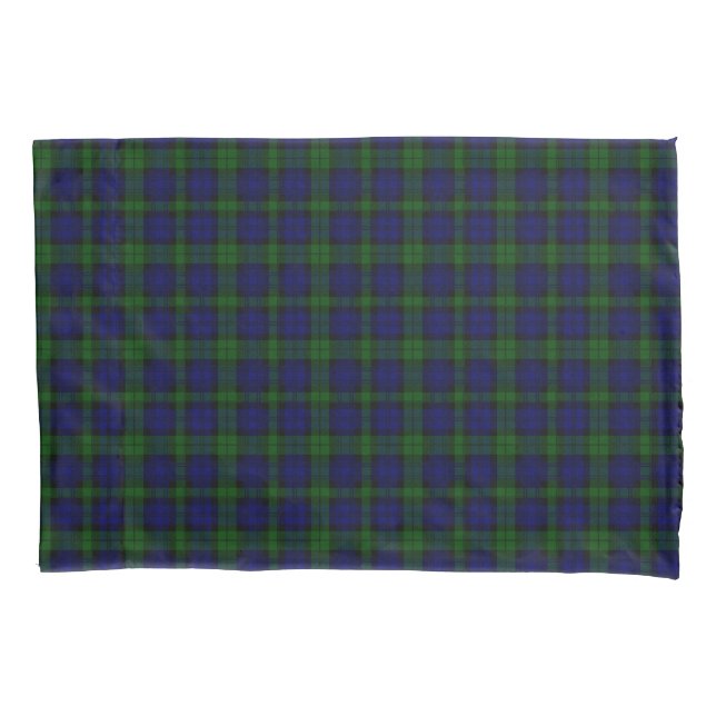 Black Watch Tartan Blue Green Plaid Pillowcase (Front-Left)