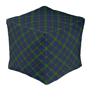 Black Watch Tartan Blue Green Plaid Pouf