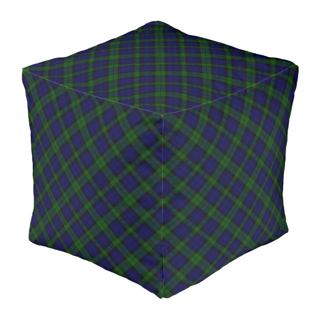 Black Watch Tartan Blue Green Plaid Pouf (Angled Front)