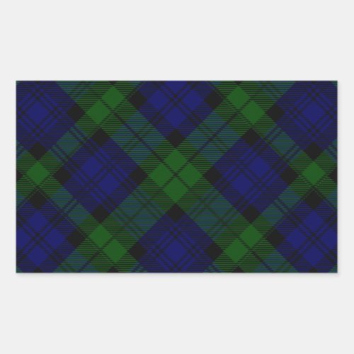 Black Watch Tartan Blue Green Plaid Rectangular Sticker