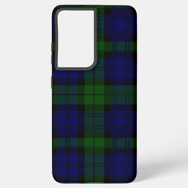 Black Watch Tartan Blue Green Plaid Samsung Galaxy Case (Back)